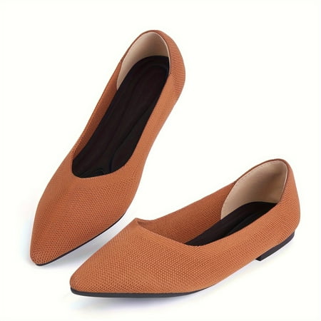 KINODAY Pointed Toe Womens Flat Shoes Knitted Super Soft Comfortable Flat Shoes Ballet Shoes Formal Shoes