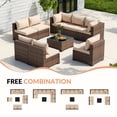 thumbnail image 2 of Poteban Patio Furniture Sets, Modular Rattan Outdoor Patio Sectional Furniture Sofa Set, Wicker Patio Conversation Set for Backyard,9PCS, 2 of 8