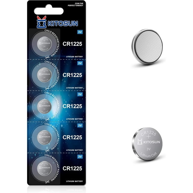 KITOSUN CR1225 3V Lithium Coin Battery – 3 Volt CR 1225 Lithium Cell Button Batteries Replacement for Vicks Digital Thermometer Medical Devices Car Key Fob Remote Watches Calculators Battery (5 Pack)