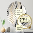 thumbnail image 3 of Designart "Elegant Minimalism in Black and White III" Striped Baptist Fan Round Wall Mirror - Oval Printed Decorative Mirror - Multiple Color Options, 3 of 5