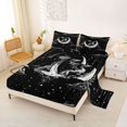thumbnail image 2 of Homewish Boho Dragon Queen Sheets,Hippie Moon Print Queen Sheet Sets,Black White,4-Piece,1 Flat Sheet, 1 Fitted Sheet and 2 Pillowcases, 2 of 6