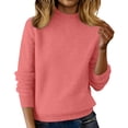 thumbnail image 3 of Baberdicy Women's Half Zip Sweaters Long Sleeve Mock Neck Loose Fit Casual Winter Pullover Tops, Brick Red L, 3 of 5
