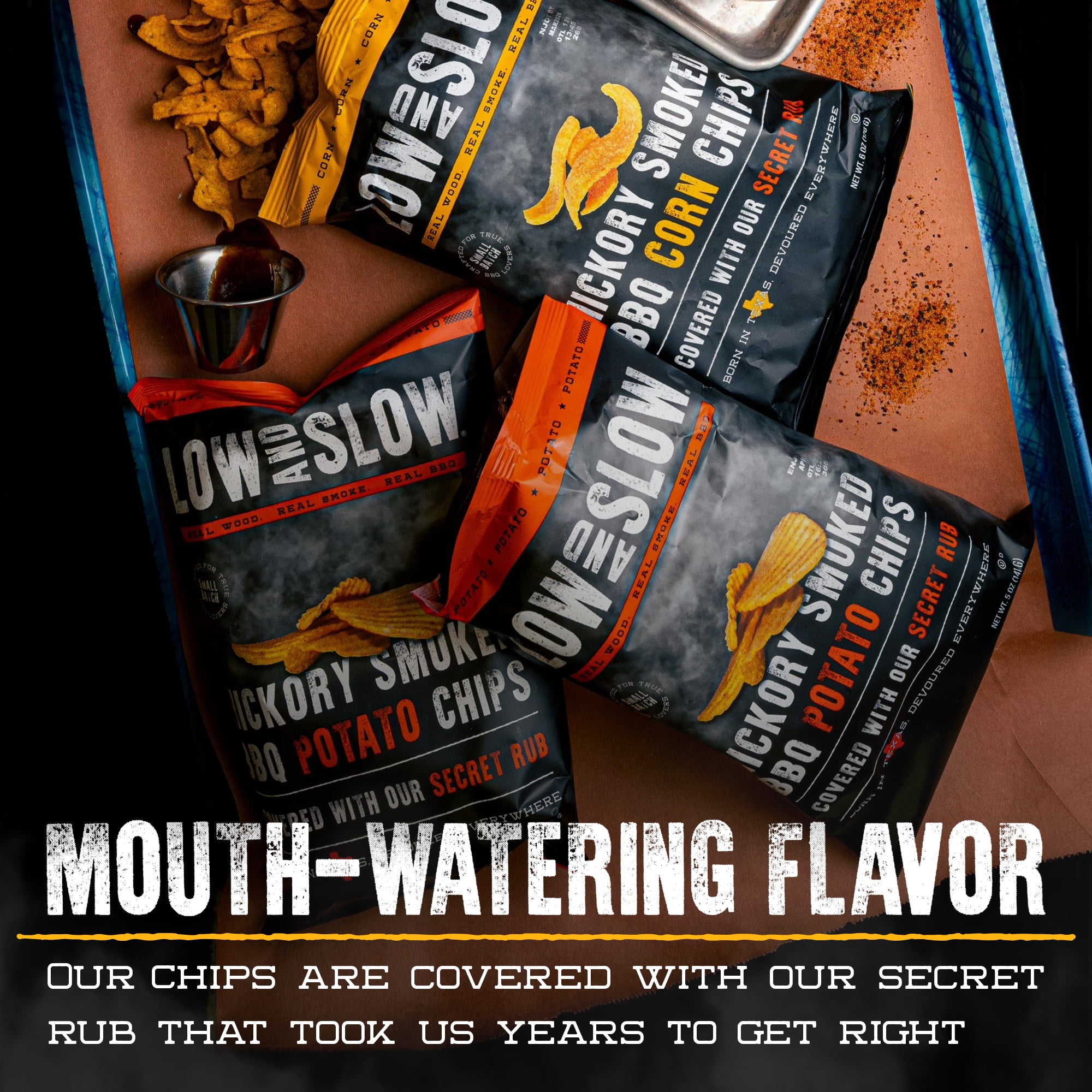 (2 pack) Low and Slow Hickory Smoked Corn Chips, 6 oz Metalized Film Bag
