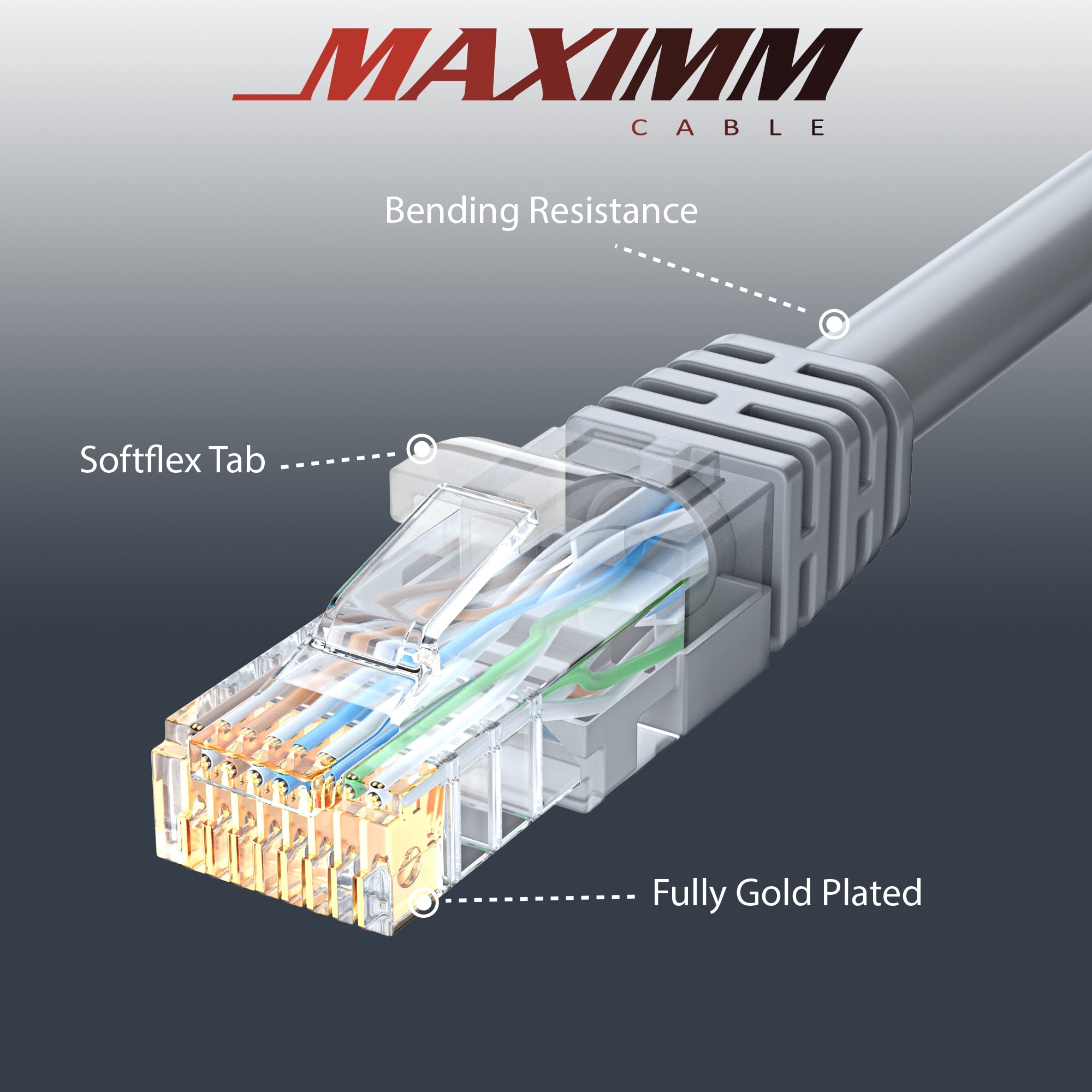 Cat 6 Ethernet Cable 100 Ft, 100% Pure Copper, Cat6 Cable LAN Cable, Internet Cable, Patch Cable and Network Cable - UTP (Gray) 100 Feet
