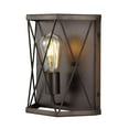thumbnail image 3 of JONATHAN Y Liam 8.25" 1-Light Rustic Farmhouse Iron LED Sconce, Wood Finished/Oil Rubbed Bronze, 3 of 9