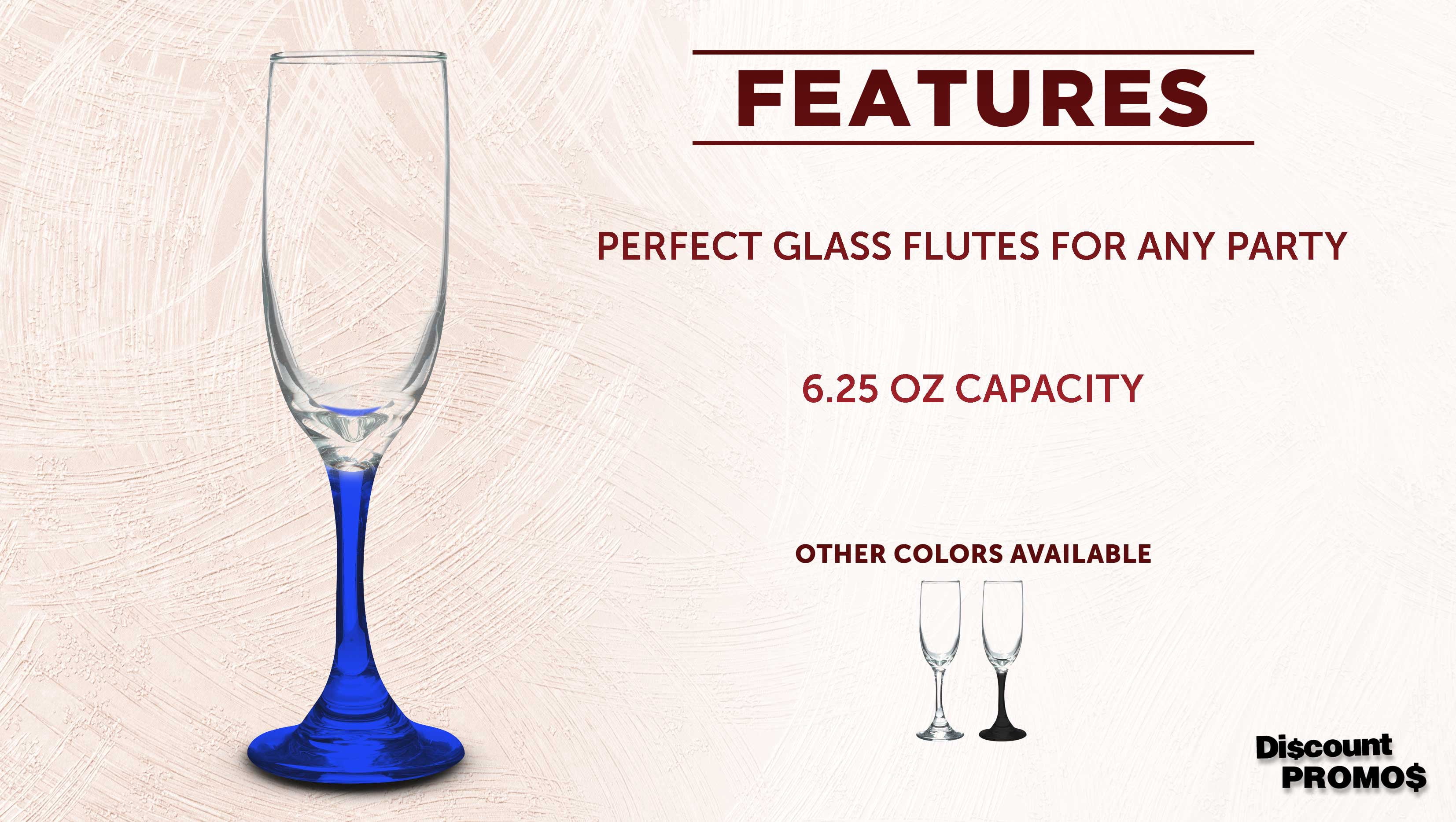 Champagne Flute 6.25 oz. Set of 10, Bulk Pack - Great for Cocktails, Weddings, Party Favors - Blue
