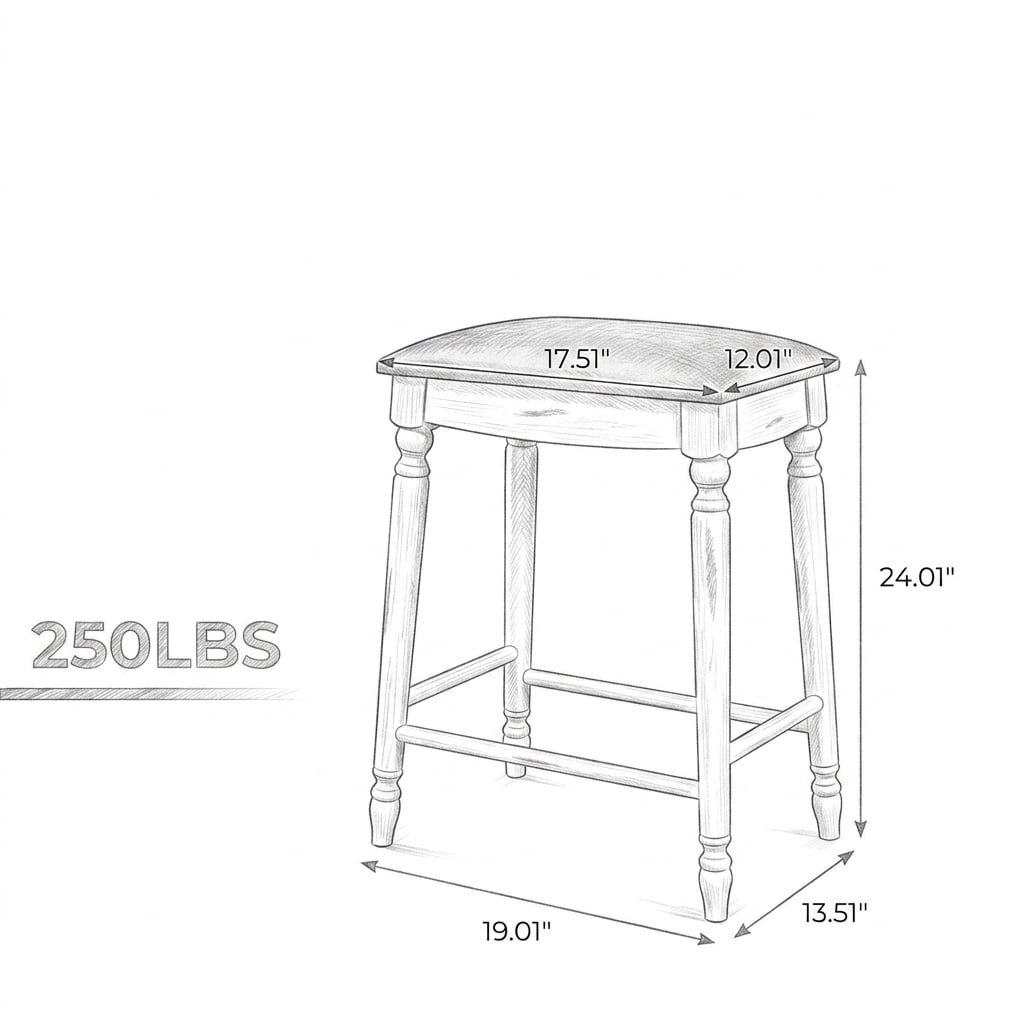 Resenkos 24 Inch Bar Stool Set of 2 with Padded Seat Cushions and Wood Legs-24 inches, Bar Height Stools, Bar Stools for Kitchen Island for Kitchen, Dining Room
