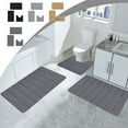 thumbnail image 1 of Sentmoon Bathroom Rugs Kitchen Rugs Foam Bath Mat Set Bathroom Rugs For 3 Pcs Toilet Mats Soft Comfortable Water Absorption NonSlip ThickMachine WashableEasier To Dry Dark, 1 of 9