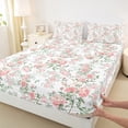 thumbnail image 3 of Castle Fairy Chic Floral Blossom 4-Piece Full Size Sheets for Teens Women Girls,Pink Green Bed Sheets,Botanical Plants Lightweight Sheet Sets,Luxury Bedroom Decor, 3 of 7