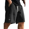 thumbnail image 6 of Men's Textured Knit Casual Shorts - Adjustable Drawstring Waist, Breathable Cotton-Blend Fabric, Elastic Cuff Hem & 2 Side Pockets - All-Day Comfort for Summer Lounging, Outdoor Errands, 6 of 6