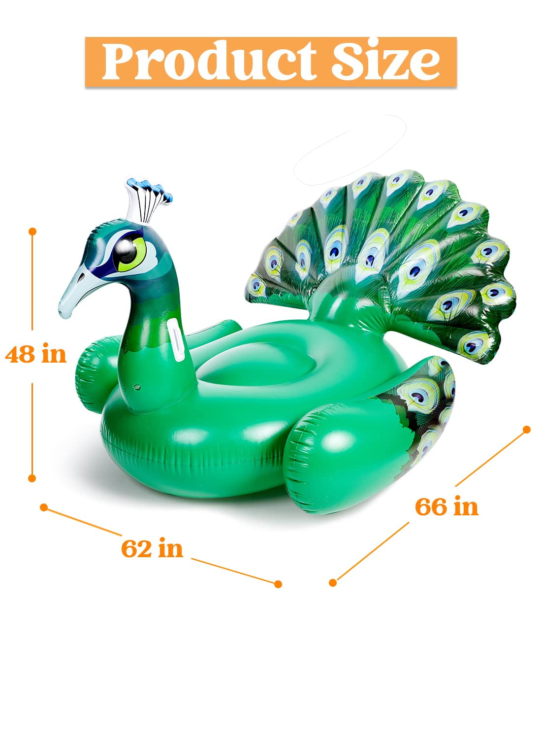 Joyfy Inflatable Peacock Pool Float, Giant Peacock Ride on Raft for Summer Pool Beach Party Decoration Toys, Inflatable Island, Summer Pool Raft Lounge for Adults