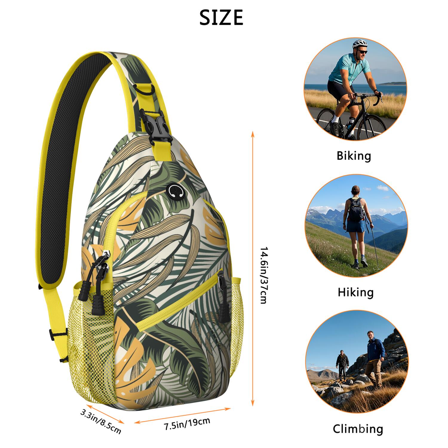 Hawaiian Floral Chest Bag - Lightweight Shoulder Backpack with Anti-Theft Design & Versatile Wear - Ideal for Outdoor Adventures, Biking, Casual Urban Use