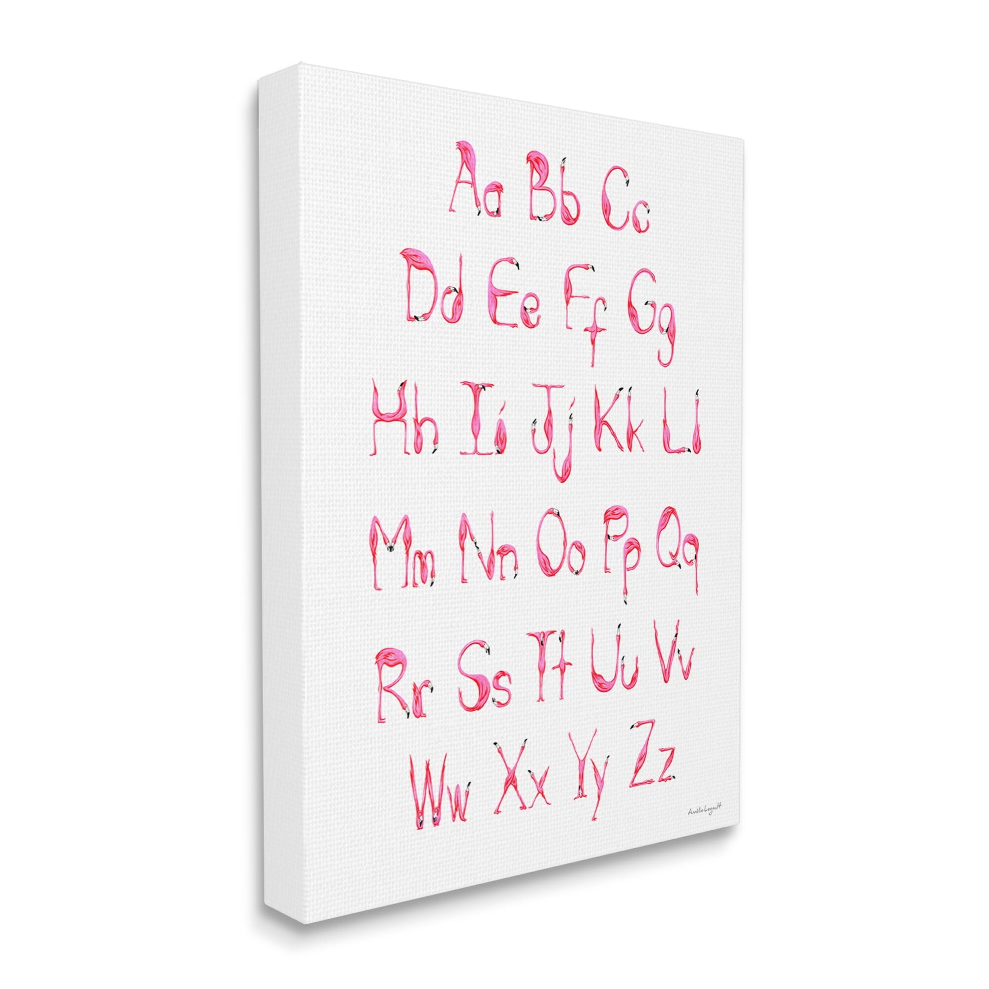 Stupell Industries Flamingo Shaped Letters Alphabet Pink Typography Design Graphic Art Gallery Wrapped Canvas Print Wall Art, Design by Amelie Legault