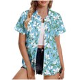 thumbnail image 2 of HaoXianJian Women's Hawaiian Button Up Shirts Casual Short Sleeve Going Out Tops Floral Tropical Print V Neck T-Shirt Summer Blouse Tunic Top Beach Tshirt Plus Size L-5X, 2 of 5