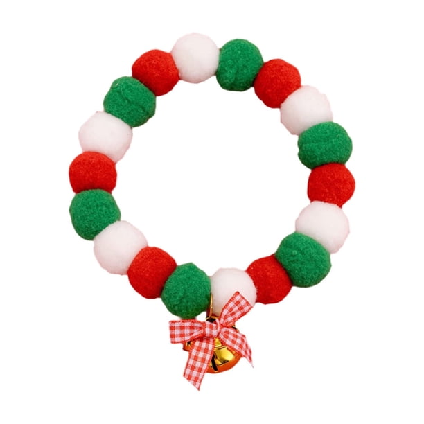 Los collares de pelota con lazos para mascotas son ideales para decorar Navidad e invierno para perros pequeños y medianos.