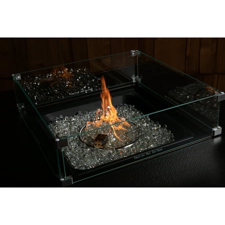 Fire Sense - Tempered Glass Wind Guard for Square LPG Fire Pits - Clear