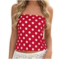 thumbnail image 2 of Yrmaups Strapless Polka Dot Tank Top for Women, Casual Boho Slim Crop Top, Stretchy Basic Tee for Party Vacation Beach Daily Wear, Wine XL, 2 of 7