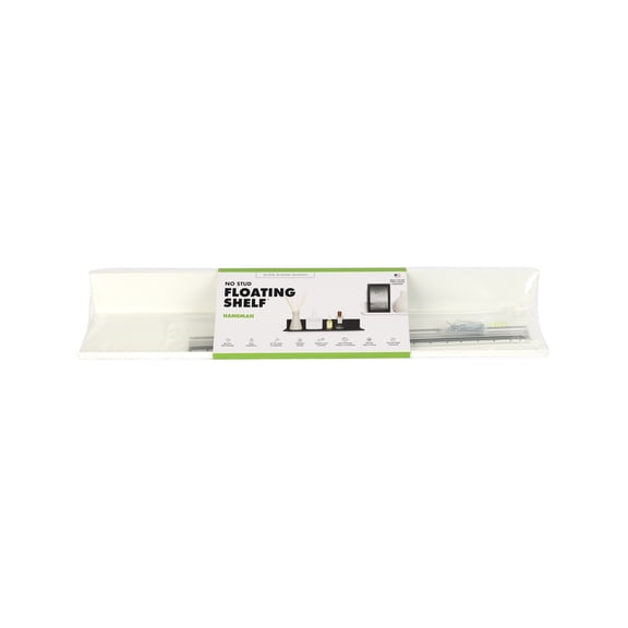 Hangman No Stud Floating Shelf - 24"- White - Aluminum - Level and Hardware Included - No Drills or Anchors Needed