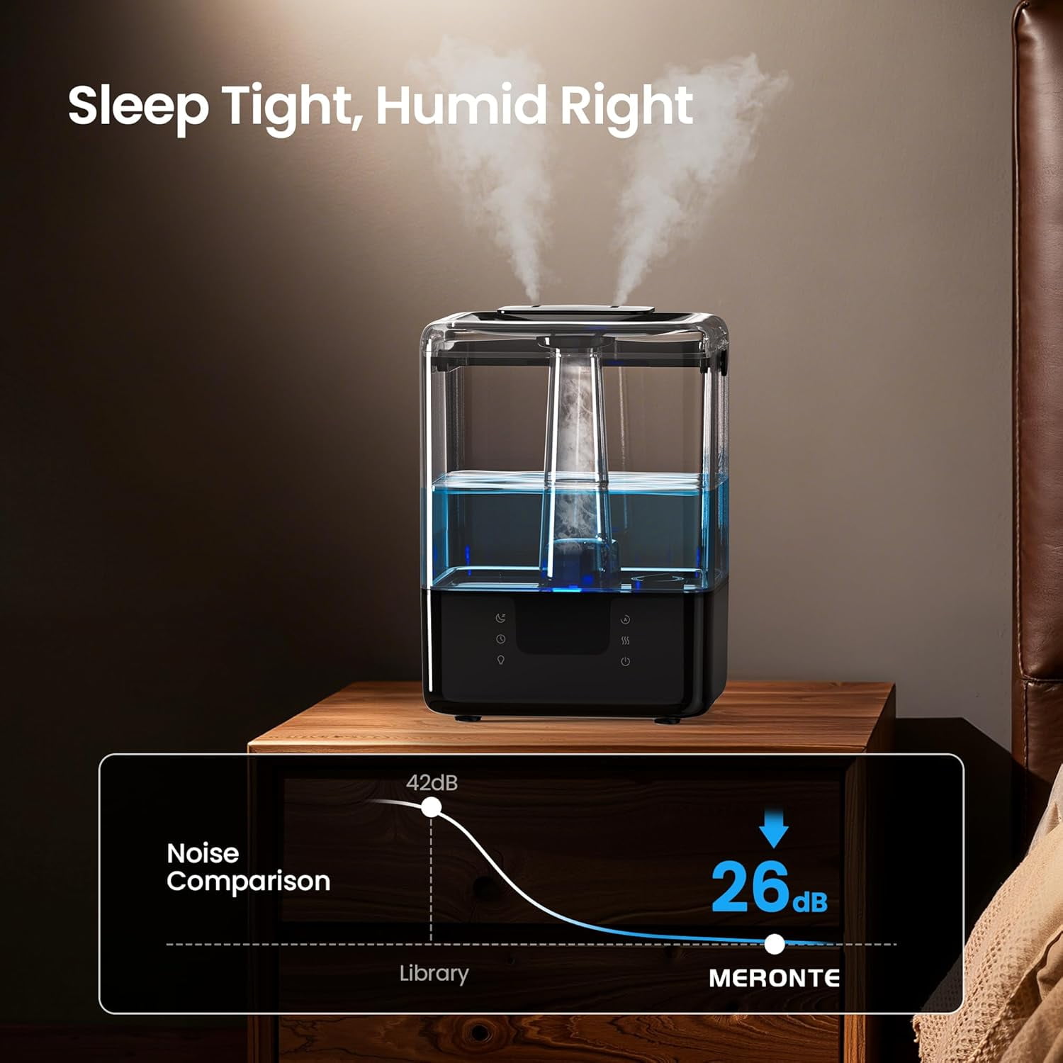 Smart Humidifiers for Bedroom Large Room Home, 6L Cool Mist Top Fill Humidifier with Essential Oil Diffuser, Black