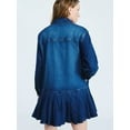 thumbnail image 3 of Scoop Women's and Women’s Plus Denim Pleated Mini Shirt Dress, Sizes XS-4X, 3 of 5