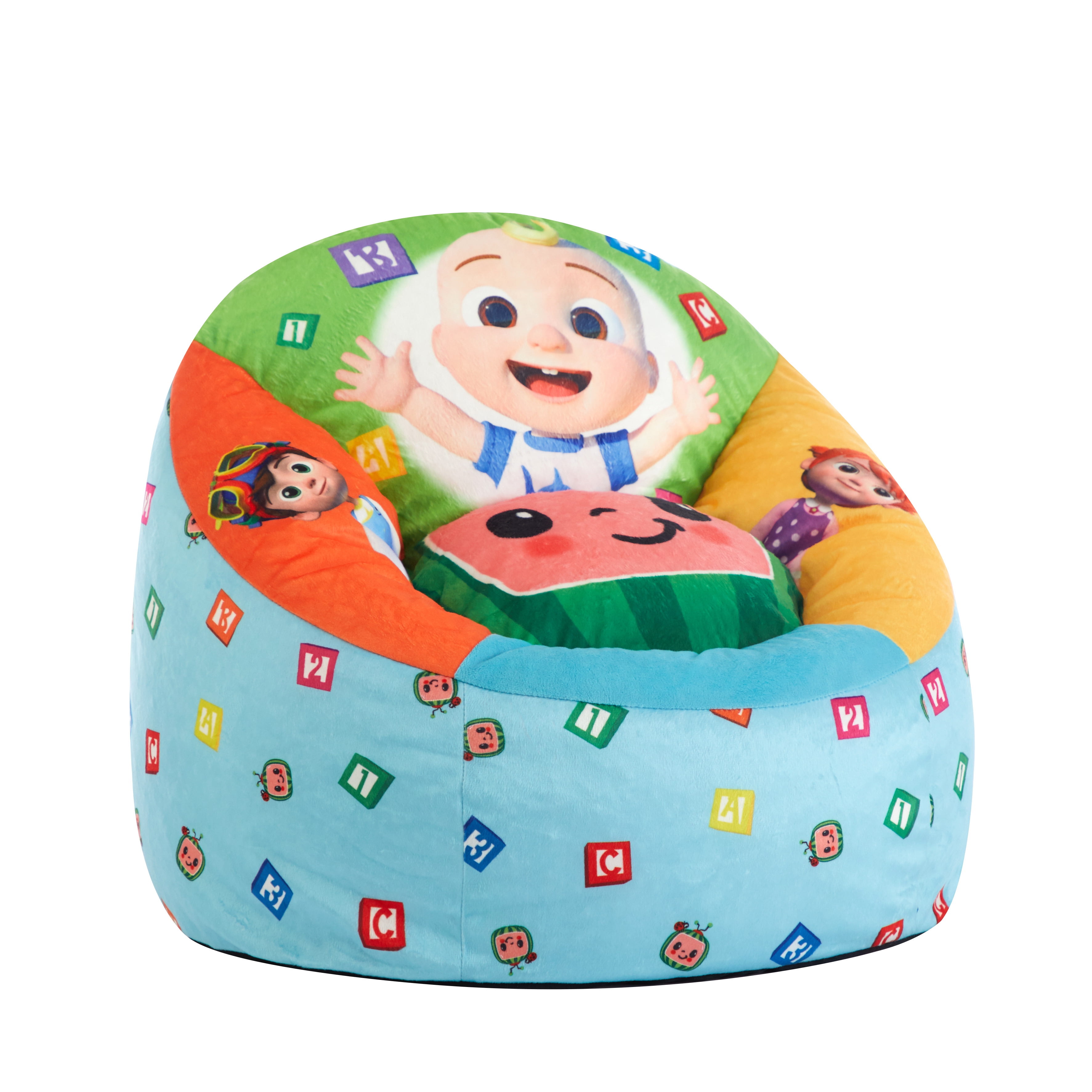 Cocomelon Blue Polyester Toddler Round Bean Bag Chair for Children's Room  Décor