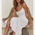 thumbnail image 2 of Vestidos de encaje de algodón blanco de verano vintage sin mangas con cordones bohemios casuales vestido de tirantes largos para mujeres vestidos de playa bohemios bata, 2 of 5