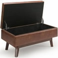 thumbnail image 3 of Allora 36" Faux Leather Mid Century Storage Ottoman in Saddle Brown, 3 of 7
