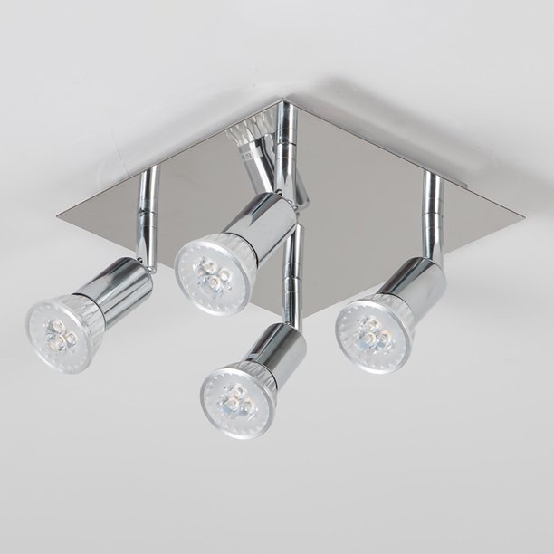 Luces Ajuste Foco Techo 4 Vías Ajustables Gu10 LED Bulb Chrome (con Bombilla Gu10)