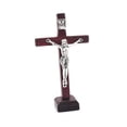thumbnail image 5 of HEMLBOYW 1Pc Wood Catholic Crucifix with Stand Religious Prayer Tabletop Decoration Home Shelf Tabletop Ornaments Gift Wooden, 5 of 6