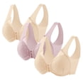thumbnail image 3 of Gymayou 3 Pack Women Front Closure Wireless Lace Bra hin Breathable Full Coverage Beauty Back Bralette Wide Comfort Strap No Underwire Everyday Lingerie Beige L, 3 of 3