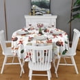 thumbnail image 2 of White Christmas Santa and Gift Pattern Round Tablecloth 60"x60",Wrinkle Wipeable Table Cloth for Kitchen Dining Room Picnic Patio Party, 2 of 6