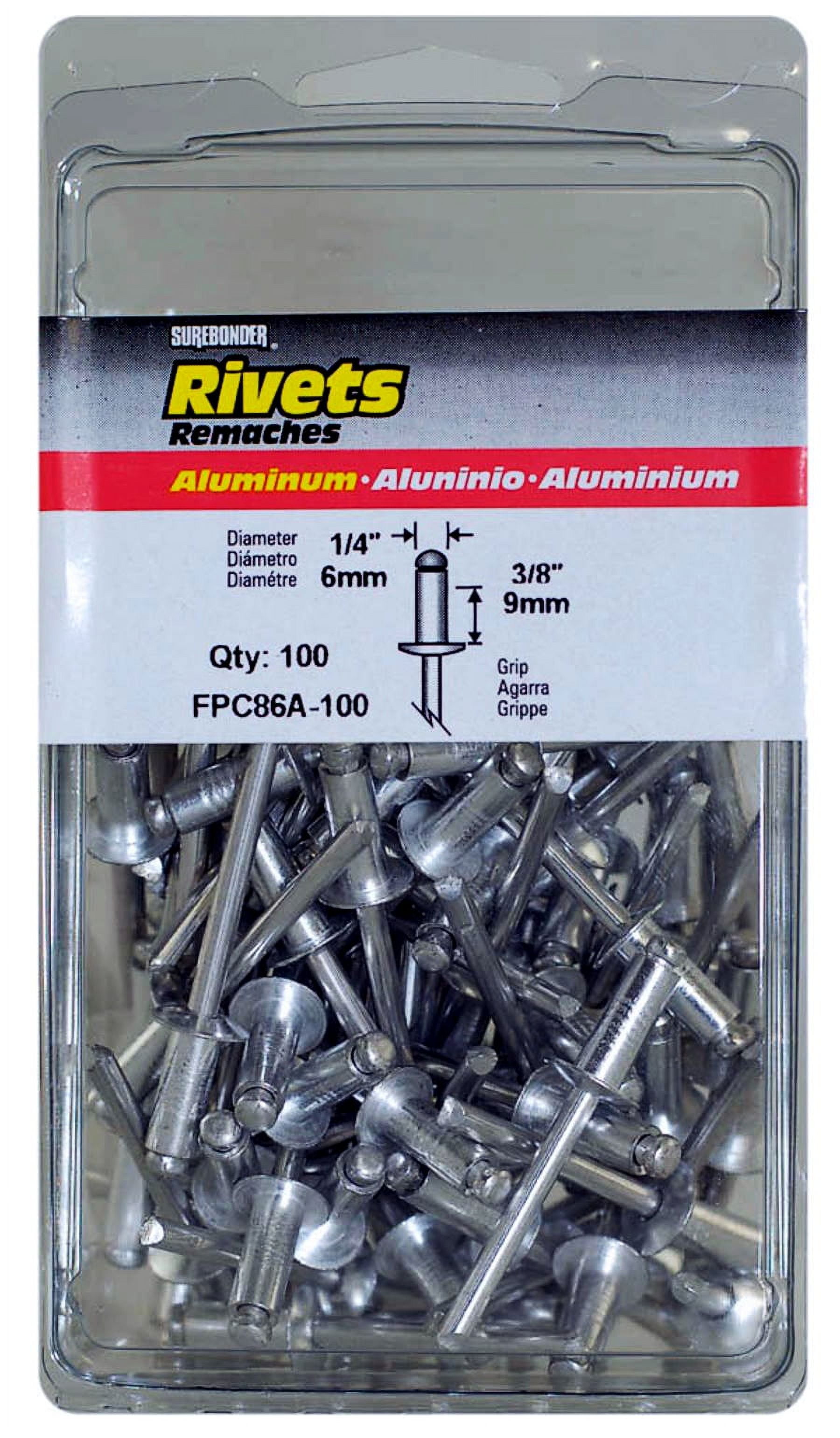 Fpc Surebonder FPC86A-100 1/4" X 3/8" Aluminum Rivets 100 Count