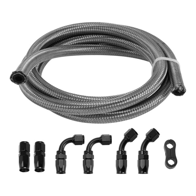 Unique Bargains AN-4 Fuel Line Kit 5ft Vacuum Hose Automotive Fuel Hose with Adapters 1 Set