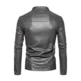 thumbnail image 3 of Men's Leather Jacket Slim Fit Border Autumn Winter Motorcycle Casual Jacket Clothes, 3 of 4