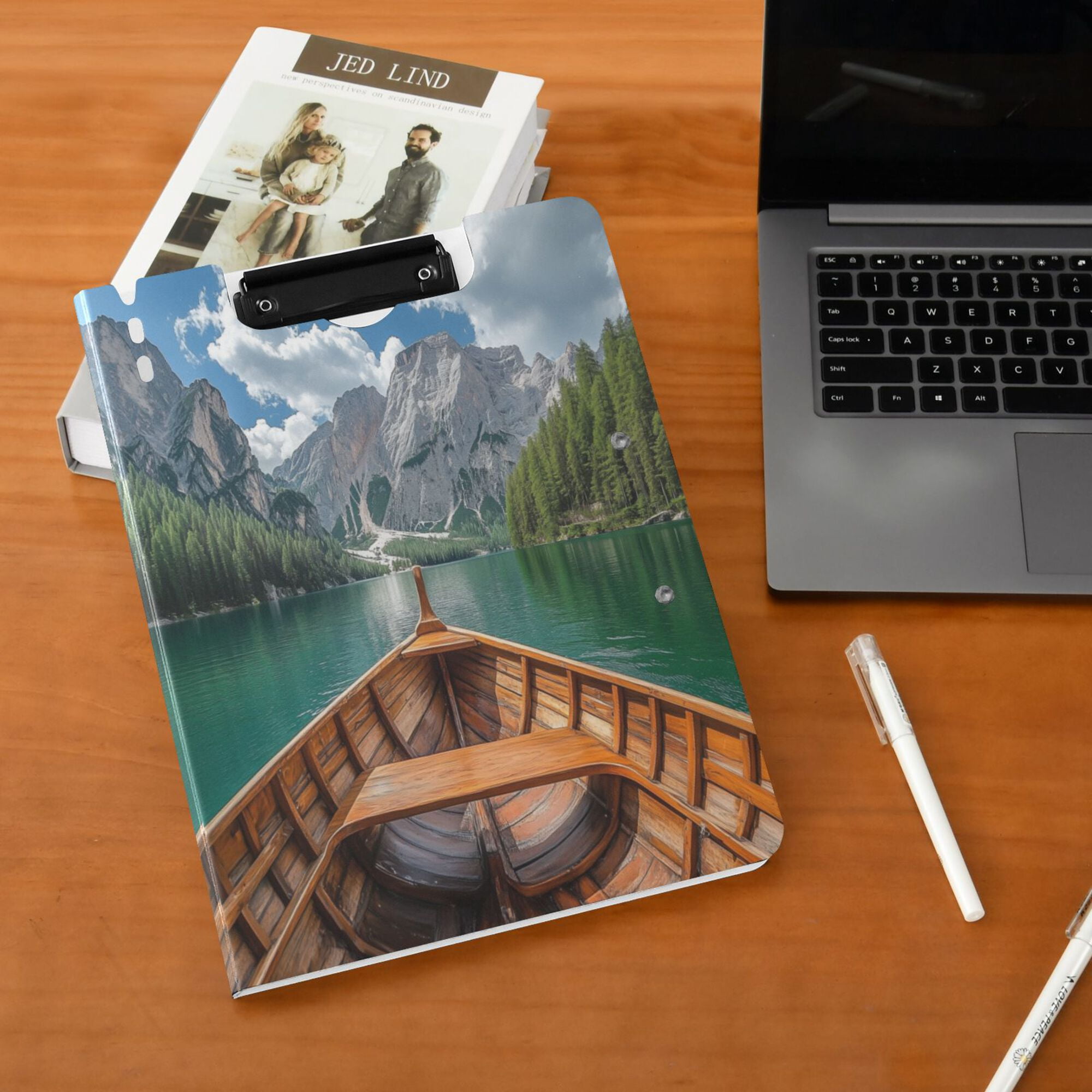 FORMRS A4 Clipboard Folder with Pen Holder Horizontal Foldable School Office Binder, Lake