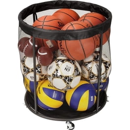 Support Ballon 5 Niveaux – Range Ballons Basket, Foot, Volley Vertical Pliable En Acier Carbone Noir