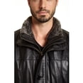 thumbnail image 3 of Excelled M2006NZH Mens Big & Tall Leather Car Coat with Removable Faux Fur Bib, Black - 4XL - Tall, 3 of 4