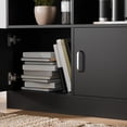 thumbnail image 5 of Cozy Castle 70" Tall Black Bookshelf with 12 Cubes and 2 Doors, 4-Tier Open Shelf Bookcase with Cabinet, Modern Cube Storage Organizer for Living Room, and Office, 5 of 9