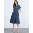 thumbnail image 4 of DARING DIVA Denim Shirt Button Down Short Sleeves  Dress S Dark Blue, 4 of 7