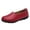 Red, variant on Womens Leather Soft Beef Tendon Slip-on Flat Bottom Round Toe Non-Slip Loafers Comfort Retro Handmade Sewing Thread Breathable Fashion Dress Shoes