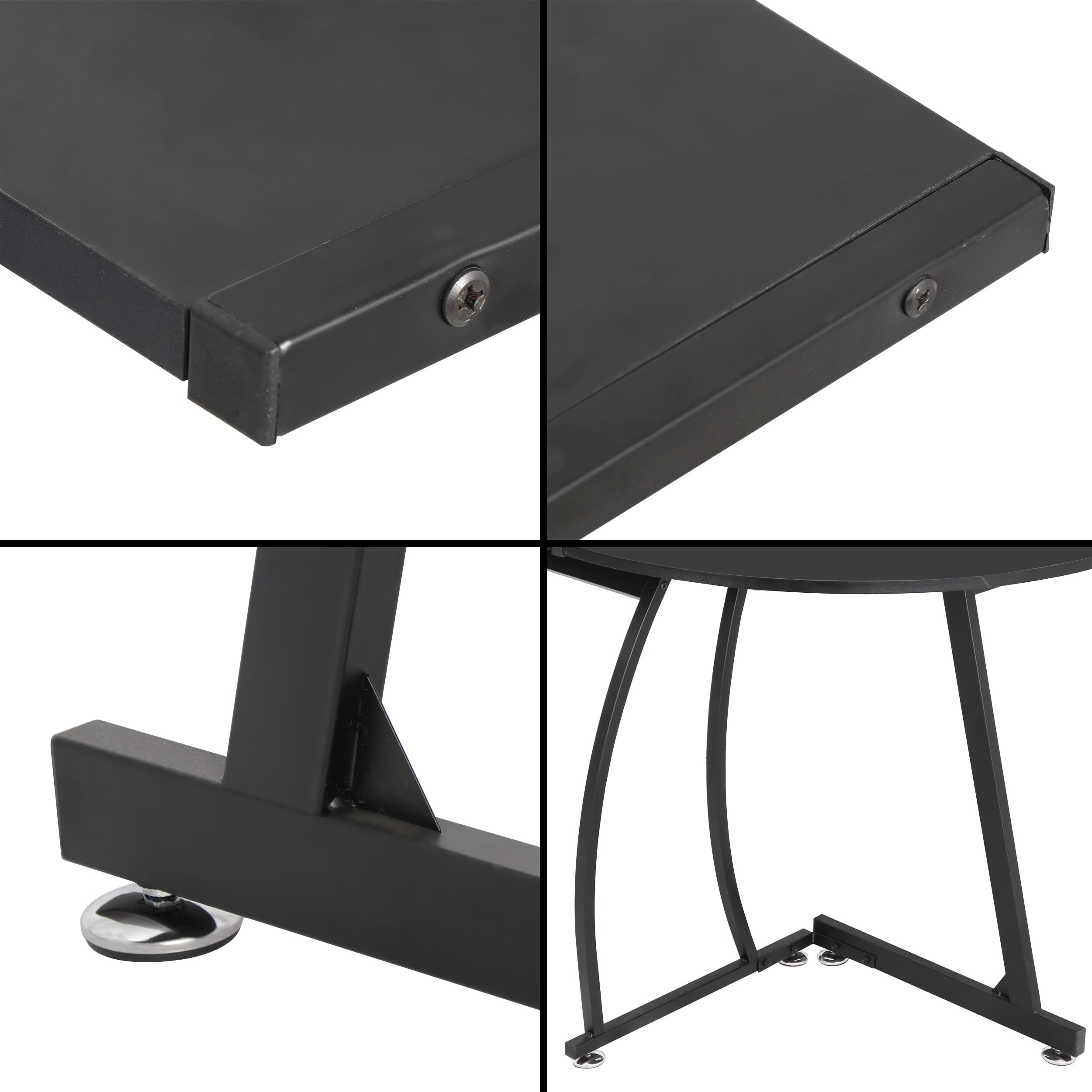 SuperDeal 58" L-Shaped Computer Desk Two-Way Setup Corner Table Black Powder Coating