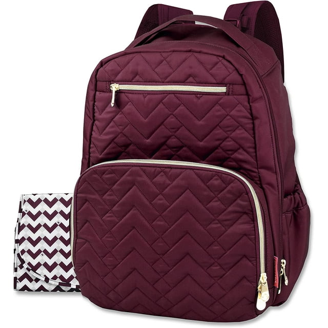 Fisher Price Diaper Bag Backpack - Signature Collection, with Cell Phone and Tablet Pockets and Stroller Clips (Burgundy1)