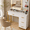 Type C-White, variant on CLOUDREST PRO White Vanity Desk Set with Mirror, Makeup Vanity with LED Lights & 3 Color Modes, Adjustable Brightness, Built-in Power Strip, 5 Drawers, Dressing Table for Women Girls