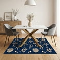 thumbnail image 3 of ODIKA 5'x7' Navy Blue Starfish Coral Shell Ocean Washable Area Rug Seashell Waves Nautical Motif Contemporary Geometric Scattered for Dining Room, Under Table, Home Office, Non-Slip Chair-Friendly, 3 of 7