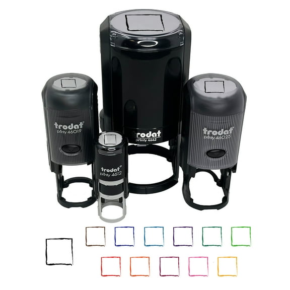 Sketchy Square Border Outline Self-Inking Rubber Stamp Ink Stamper - Black Ink - Mini 1/2 Inch