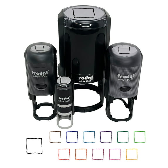 Sketchy Square Border Outline Self-Inking Rubber Stamp Ink Stamper - Sky Blue Ink - Mini 1/2 Inch