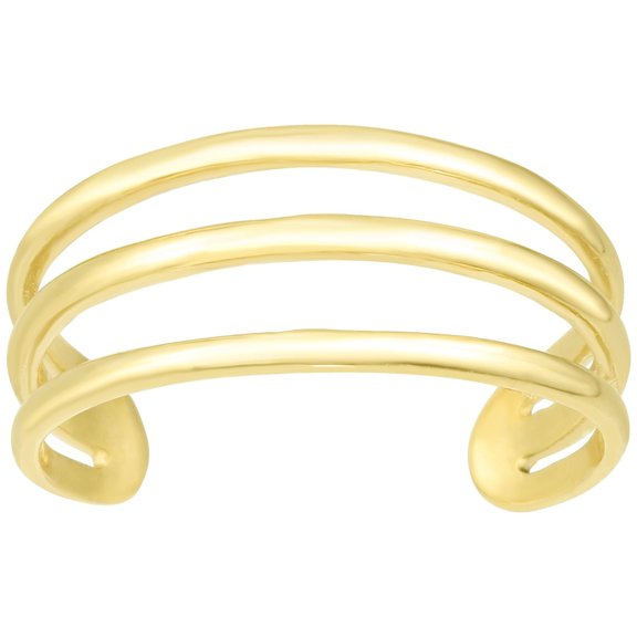 14K Yellow Gold Triple Bar Adjustable Toe Ring 6.5mm