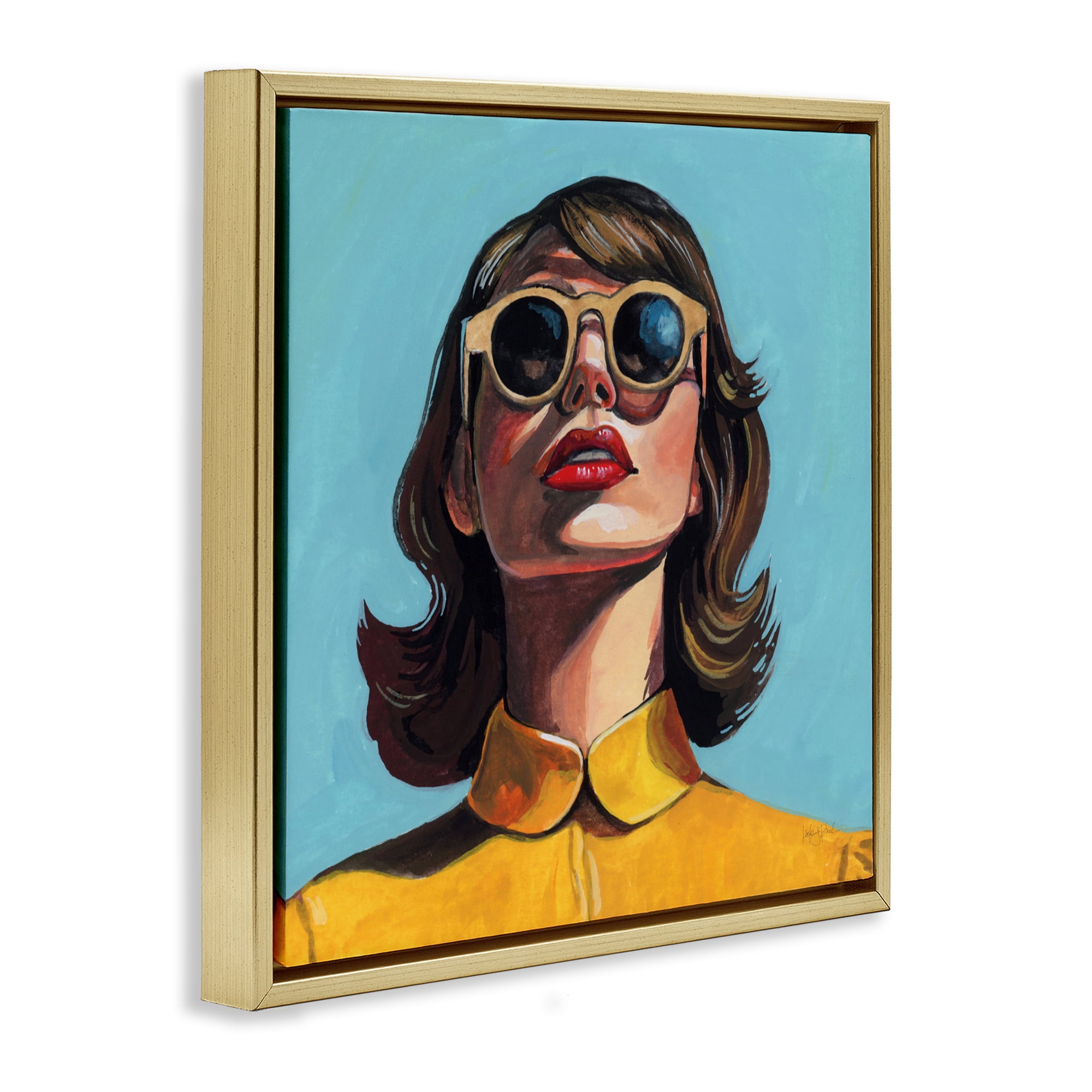Stupell Industries Beautiful Sunshiny Day Retro Gold Framed Floater Canvas Wall Art, design by Kate Jarvik Birch