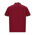 thumbnail image 4 of ZCFZJW Men's Knit Polo Shirts Short Sleeve Striped Plaid Patchwork Print Button up Henley Shirt Fashion Casual Golf Shirts Tops with Pockets Wine M, 4 of 5