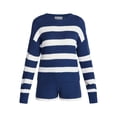 thumbnail image 5 of No Boundaries Drop Shoulder Crewneck Pullover Top and Shorts Set, 2-Piece, Women's XXS-XXL, 5 of 5